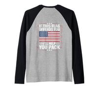 If This Flag Offends You I'Ll Help You Pack American Flag Camiseta Manga Raglan