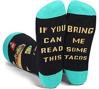 'If You Can Read This,Bring Me Some Tacos/Sushi/Palomitas de maíz' Calcetines divertidos con estampado de alimentos, Tacos