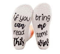 If You Can Read This Bring Me Wine Socks Fuzzy Funny Christmas Mid Calf Socks Humorísticos Invierno Fiesta, blanco, S