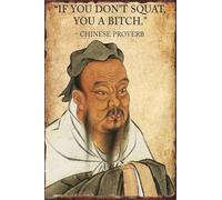If You Dont Squat You Are Slacking Funny Chinese Proverb Metal Sign Gym Retro Vintage Man Cave Decor 8 X 12 in