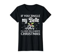 If You Jingle My Bells I'Ll Give You A White Christmas Camiseta gráfica económica, Mujer, Negro, XL