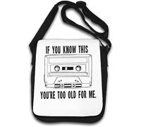 If You Know This You're Too Old for Me - Bolso de hombro con cinta de cassette, color blanco