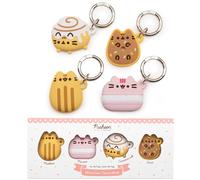 iFace x Pusheen Café Series - Funda Protectora de Silicona diseñada para Apple AirTag [Bonita Funda de Personaje] [mosquetón para Llavero Incluido] - Juego de 4 en Caja de Regalo