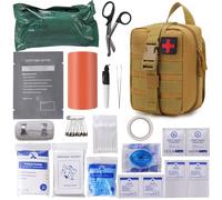 IFAK - Kit de primeros auxilios para trauma, bolsas Molle, kit de supervivencia de emergencia para coche táctico militar, viajes, senderismo, camping, con sello de pecho ventilado, vendaje israelí
