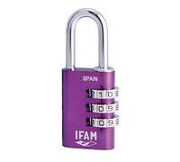 IFAM Candado de Combinación Col Combi, 20mm, Color Violeta, Máxima Seguridad, Ideal para Mochilas y Maletas, Con Clave y Más de 1.000 Combinaciones, Aluminio, Gran Ligereza, Arco 3mm