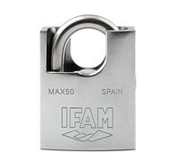 IFAM Candado Inoxidable Max50, Diámetro 8mm, Resistencia a la Intemperie, Uso en Exteriores, Máxima Seguridad y Protección, Latón