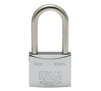 IFAM Candado Serie Inox, Arco Largo, 40mm, Alta Resistencia a la Oxidación, Ambientes Húmedos, Alto Nivel de Seguridad, Resistente y Cromado