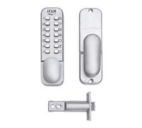 IFAM Cerradura de Sobreponer Modelo MCA100, Apertura Mecánica con Código Programable Sin Necesidad de Llave, Acabado Cromado, Ideal para Oficinas o Centros de Trabajo, Pequeños Almacenes o Armarios