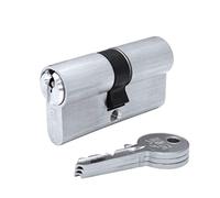 IFAM Cilindro Europerfil para Puerta, Serie F5S, 30X30mm, Leva Corta, Bombín Cerradura 5 Pitones, Antitaladro, Antiganzúa, 3 Llaves de Serreta, Latón Extruido, Color Plateado, Seguridad y Protección