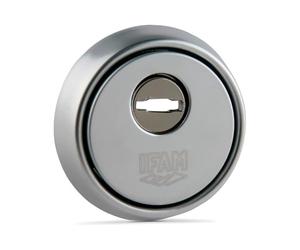 IFAM Escudo Cerraduras ES610, Sistema Protección Anti Mordaza, Antiextractor y Antitaladro, Placa de Acero, Color Cromo