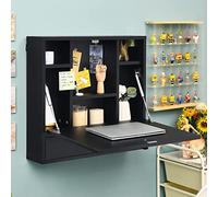 IFANNY Escritorio montado en la pared, escritorio de pared para computadora con cajón de almacenamiento y estantes, escritorio flotante compacto para pared, escritorio de pared plegable para ahorrar