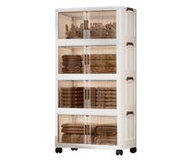 iFCOW Contenedores de almacenamiento de plástico de 4 niveles con tapa, contenedores de almacenamiento apilables con puertas y ruedas, cajas de almacenamiento plegables, dos formas de apertura para el