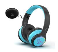 IFECCO Auriculares Bluetooth Niños con Micrófono,Cascos Inalambricos Niña con Estuche,Luz LED Dinosaurio Auriculares para Viajes Escuela Regalos