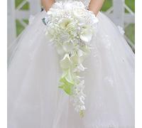 IFFO Ramo de Boda Calla Lilies, de Perlas y Diamantes de imitación