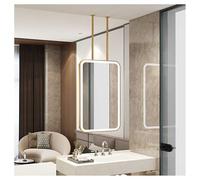 IFHBFD Espejo rectangular para colgar con marco de metal, iluminación LED, espejo de baño, tocador cuadrado flotante adecuado para el hogar u hotel, negro, 50 x 70 cm, dorado, 60 x 100 cm