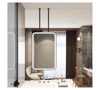 IFHBFD Espejo rectangular para colgar con marco de metal, iluminación LED, espejo de baño, tocador cuadrado flotante adecuado para el hogar u hotel, negro, 50 x 70 cm, negro, 60 x 90 cm