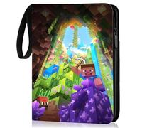 IFHDO Mine-Craft Álbum Cartas Coleccionables,50 Páginas 400 Álbum Tarjetas,Transparente Cartas Album Bolsillos,Cremallera Libro Cartas Colección Tarjetas Páginas,Regalo Para Niños Como Para Adultos