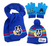 IFHDO Minniee Sombrero Guantes Bufanda Minniee Gorro de Punto Invierno Térmico con Guantes y Bufanda Set de gorro y guantes de invierno para niños Mickeyy Mouse rosa Talla única,para Niños Niñas - D