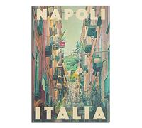 IFHSIGoe Letrero de metal con diseño de calle de Nápoles, Italia, para viajes, arte vintage, decoración de pared, hogar, cocina, bar, patio, cueva, decoración divertida, 20 x 30 cm