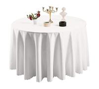 IFIKK Mantel Antimanchas Redondo Impermeable, Mesa Comedor Manteles a Prueba de Polvo, Manteles Mesa Decorativo para Banquete, Boda, Hogar Comedor del Cocina (Blanco, Redondo: 300cm)