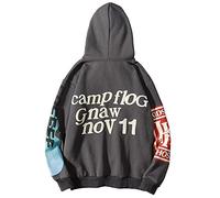 IFIKK Sudadera con Capucha Hombre Jerséis Sweat Monopatín de Hip Hop Ropa de Béisbol Suelto de Bolsillo Canguro Lucky me I See Ghosts Sudaderas con Capucha Hoodies (Impresión Espalda Gris, L)