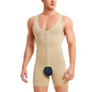 IFKODEI Body moldeador para hombre, con control de abdomen, entrenador de cintura, moldeador de cuerpo completo, fajas, camisas de compresión, pantalones cortos, Beige con ganchos, Medium/Large