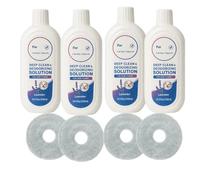 iFLOOR 500ML EcoClean Floor Solution - Lavender Scent, Heavy-Duty Cleaner for Tile/Wood/Marble, Compatible with FLOOR ONE S3/S5/S6/S7 Vacuums (EU Standard, 16.9 fl oz) (4 pack+4 Mop Pads)