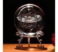 IFOLAINA, Bola de cristal 3D con sistema solar, 60 mm, regalo de astronomía para niños, modelo del sistema solar, pisapapeles de cristal para físicos, planetas decorativos con soporte