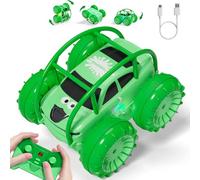 ifollower Coche Teledirigido 4x4 Camión Anfibio, 360° Acrobacias y LED, 15km/h, Carga USB-C Directa, Juguete para Niños 3 4 5 6 7 8 9 10 11 12 Años, Regalo Navidad Cumpleaños