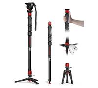 IFOOTAGE Cobra 3 Strike Monopod A150S - Monopod de cámara con pies y K5S cabeza fluida Komodo, monopié de video de aluminio de elevación de un solo toque con base de trípode extraíble, carga útil de