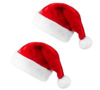 IFQKNUYL Gorros de Papa Noel, 2 Pcs Gorro Navidad Adulto, Sombrero de Papá Noel, Unisex Suave Rojos Navidad Sombrero, Adornos Navidad Navideña para Navidad Decoración Weihnachtsmarkt (Short-haired)