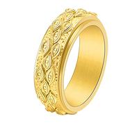 IFUAQZ Anillo giratorio de acero inoxidable para hombre, diseño de ojo de Dios, color negro y plateado, joyería vintage, talla 5 a 14, Metal, Sin piedras preciosas