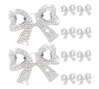 ifundom 10 Piezas Aplique de Nudo de Lazo Autoadhesivo de Cristal Plata para Decorar Joyas y Bolsos en Manualidades DIY Diseño Clásico y Brillante