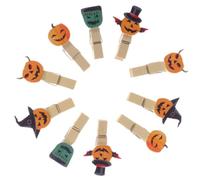 ifundom 10 Pinzas de Madera Multi-función y Resistentes Forma de Cabeza de Calabaza Ideales para Colgar Fotos y Adornar Fiestas para Decoración de Halloween