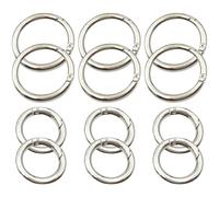 ifundom 12 Piezas Mosquetones Redondos Resorte Plateados Anillos Tóricos para Llavero 40X28Mm y 50X35Mm Clips Metálicos Resistentes para Bricolaje y Accesorios de Equipaje