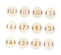 ifundom 12 Tarjetas Mensuales para Bebés de Madera Tarjetas de Registro de Nacimiento Números Forma de Hojas Set de 12 Piezas para Recién Nacidos Adecuado para Fotografía y Celebración