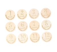 ifundom 12piezas Tarjetas De Madera Mes Tarjetas Conmemorativas De Desarrollo para Registrar El Primer Año De Vida