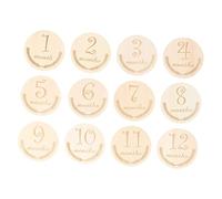 ifundom 12piezas Tarjetas De para Bebés De Madera Recuerdos Fotográficos para Recién Nacidos Propósitos Creativos y Conmemorativos Diseño Único para Mes del Primer Año