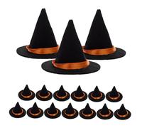 ifundom 16 piezas Sombreros Mini de Bruja Negros de Fieltro Unidades para Decorar Botellas de Vino Halloween Accesorios DIY para Manualidades Fiesta