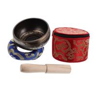 ifundom 1juego Cuencos De Con Mallet De Madera y Cojín Set Artesanal Para Yoga y Relajación Caja De Almacenamiento Incluida Diámetro