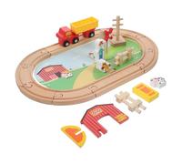 ifundom 1Juego Tren de Juguete de Madera con Vías de Granja Educativas Creatividad Aprendizaje
