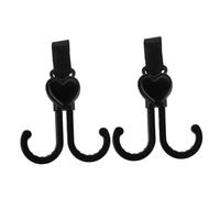ifundom 2 Ganchos Para Cochecito De Bebé Para Juguetes Mochilas Artículos Esenciales De Viaje Bolsos Perchas Asas Antideslizantes Abs PC Color Negro