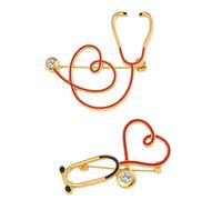 ifundom 2 piezas Broche Estetoscopio Aleación para Enfermeras y Médicos de Broches Decorativos con Diseño de Corazón y Diamantes Accesorios para Uniformes y Regalos para Graduadas de
