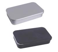 ifundom 2 Piezas Caja de Comida para Pájaros Pequeña de Hierro con Tapa Deslizante Empuje y Tracción Contenedor Ligero para Alimentos al Aire de Negro y Plata