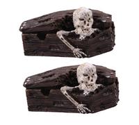 ifundom 2 Piezas Decoraciones De Ataúd De Resina Pecera Arena del Acuario Gótico Ataúdes Tanque Real Esqueleto Pequeño Calaveras para Acuario Ataúd De Acuario Cráneo para Acuario Adornos