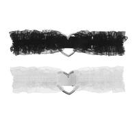 ifundom 2 Piezas Ligas de Encaje Ajustables para Mujer con Corazón Ligueros Elásticos con Lazo para Boda Fiesta Cosplay y Graduación Negro y