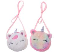 ifundom 2 Piezas Monedero Unicornio de Peluche Pequeño Bolso Bandolera Mujer Bolsa Cruzada para Exteriores Práctico Bolso Almacenamiento para Viaje Unidades Color y Teñido