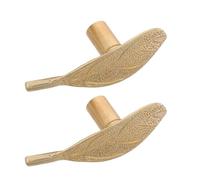 ifundom 2 Piezas Pomo de Gabinete de Cocina de Latón Diseño de Hoja, Pomo de Puerta para Cajones, Dorado, Instalación Fácil, Uso Versátil, Estilo Vintage y Moderno para Armarios y Mesitas