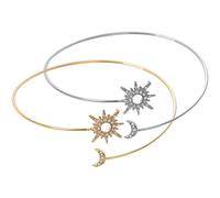 ifundom 2 Pulseras de Brazalete Parte Superior del Brazo Diseño de Sol y Luna en Aleación, Elegantes y Ajustables para Mujer Vida Diaria