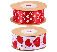 ifundom 2 Rollos de de Día para Adornos Cinta de Organza de Vacaciones Cintas de Envoltura de Satén Aniversario de San Valentín Poliéster Festival Envoltura Regalo Impreso Decorativo